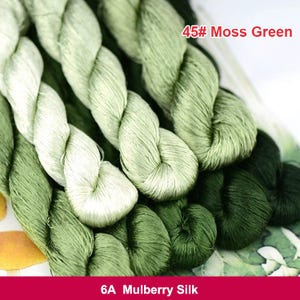 Pure silk thread for embroidery, Moss Green Shades Silk Embroidery Thread, Hand Dyed Embroidery Thread