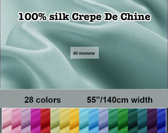 28 Colors- 40Momme 55 Inches 6A Grade Mulberry Silk Charmeuse Fabric, OEKO-TEX 100 Organic Silk Fabrics, Pillowcases, Silk Crepe back Satin