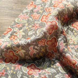 100% Ramie Fabric Pink Red Floral Printed Ramie Fabric