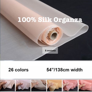 50 Colors- Solid Organza Silk Fabric 8 Momme 100% Silk 54&quot;/138cm width