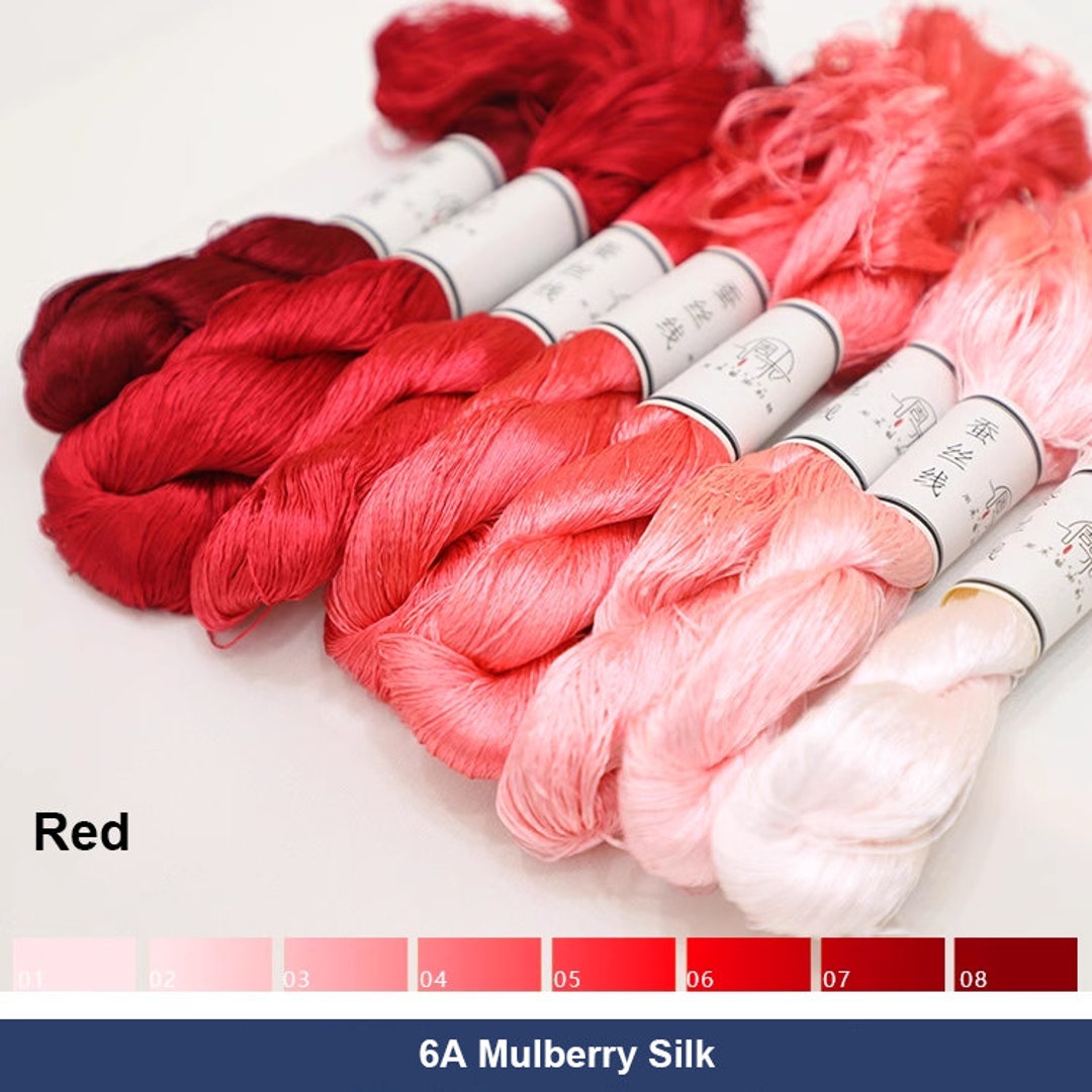 Pure Silk Thread for Embroidery Red Shades Nontwisted Flat Etsy
