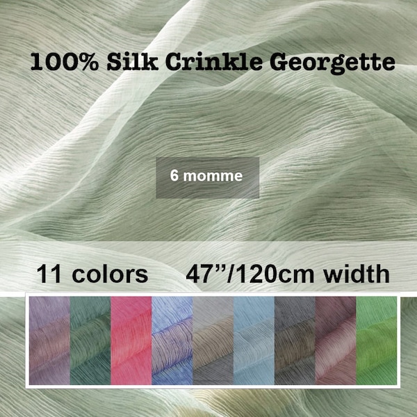 18 Colors- Pure Silk Crinkle Georgette Hand Dyed 6 Momme 47"/120cm width