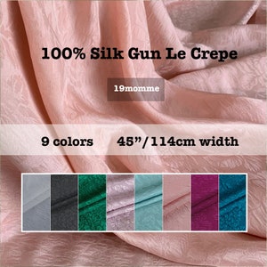 100% Silk Floral Guan Le Crepe In Pink Lilac Green Blue White Black - 19.6&quot;/50cm