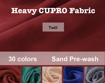 30 colors Soild CUPRO Fabric Sand Pre-wash Twill For Dress Suit- 19.6&quot;/50cm
