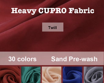 30 colori Soild CUPRO Tessuto Sabbia Prelavaggio Twill per abito elegante - 19,6"/50 cm