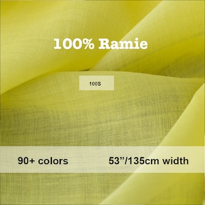 90+ Farben 100S Dünner 100% Ramie Stoff für Sommer Hanf Leinen Umweltfreundlicher Stoff - 1/2 Yard