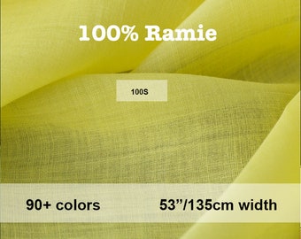 Plus de 90 couleurs 100 % tissu fin 100 % ramie pour l'été, chanvre lin tissu respectueux de l'environnement - 1/2 yard