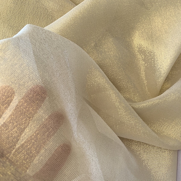 Gold Silk Metal Fiber Fabric 12 Momme 55"/140cm width