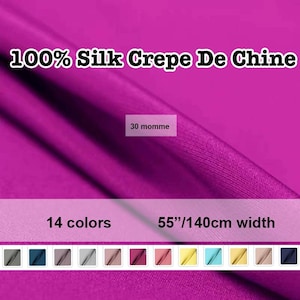 14 Colors- 30 Momme 55&quot;/140cm Width 100% Silk Heavy Crepe De Chine Fabric Solid