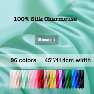 96 colors -16 Momme Solid Silk Charmeuse Fabric