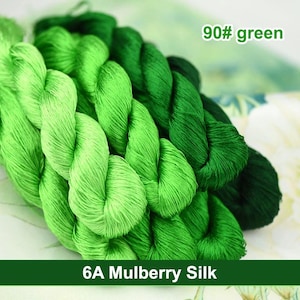 Pure silk thread for embroidery, Green shades Silk Embroidery Thread, Hand Dyed Embroidery Thread