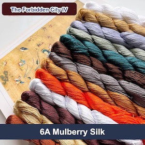 Pure silk thread for embroidery, The Forbidden City II Shades Silk Embroidery Thread, Hand Dyed Embroidery Thread