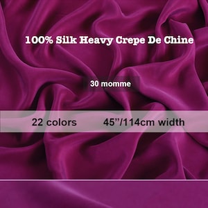 22 Colors- Sand Washed 30 Momme 100% Silk Heavy Crepe De Chine Fabric Solid