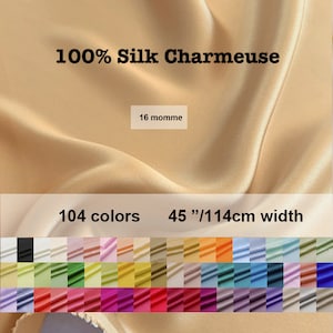 104 colors -16 Momme Solid Silk Charmeuse Satin Fabric