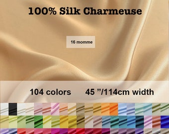 104 colors -16 Momme Solid Silk Charmeuse Satin Fabric