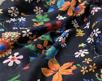 100% Ramie Fabric Colors Summer Flower Ramie  Floral Ramie