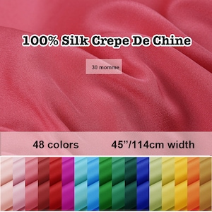 48 Colors- Heavy Silk 30 Momme 100% Silk Heavy Crepe De Chine Fabric Solid