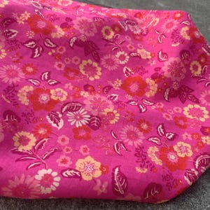 Flower Linen Fabric In Rosy Allover Floral Linen Blend For Summer Dress- 1/2 yard