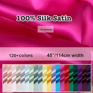 120+ colors -16 Momme Solid Silk Charmeuse Fabric