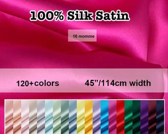 120+ colors -16 Momme Solid Silk Charmeuse Fabric