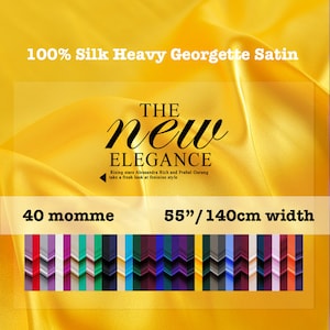 Thick Solid Silk Reversible Double Face Georgette Satin Fabric 100% Pure Silk 40 Momme 55&quot;/140cm width- 19.6&quot;/50cm