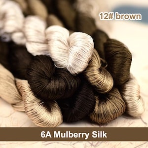 Pure silk thread for embroidery, Brown Coffee shades Silk Embroidery Thread, Hand Dyed Embroidery Thread