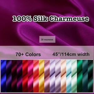70+ Colors- 30 Momme 100% Silk Heavy Charmeuse Satin Fabric Solid