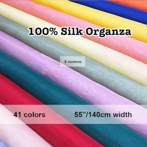 41 Colors- Solid Organza Silk Fabric 8 Momme 100% Silk 55&quot;/140cm width