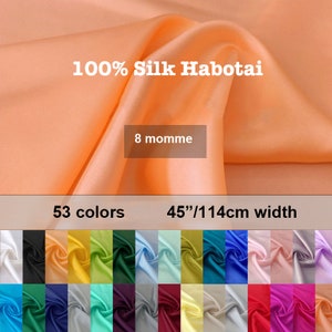 53 colors -8 Momme Solid Silk Habotai Fabric Lining Fabric