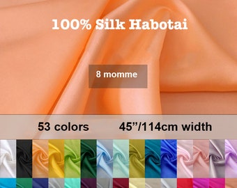 53 colors -8 Momme Solid Silk Habotai Fabric Lining Fabric