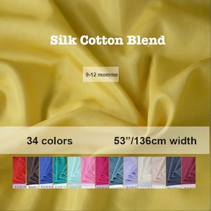 9-12 Momme Solid Silk Cotton Blend Fabric Lining Fabric - 39&quot;/100cm