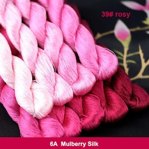 Pure silk thread for embroidery, Rosy shades Silk Embroidery Thread, Hand Dyed Embroidery Thread