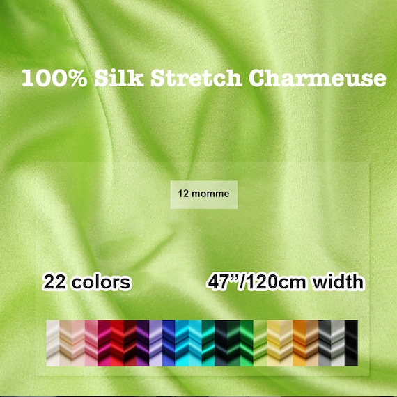 Solid Silk Stretch Satin Fabric - 12 Momme, 47" Wide