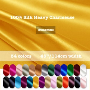 34 Farben - 30 Momme 100% Seide Schwer Charmeuse Satin Stoff Solid - 19,6 &quot;/ 50 cm