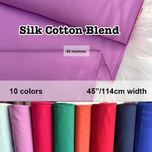 10 colors - 40 Momme Heavy Solid Silk Cotton Blend Fabric Lining Fabric - 39&quot;/100cm