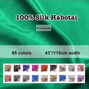 65 cores - 8-12 Momme Solid Silk Habotai Tecido de forro
