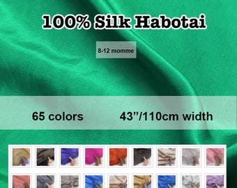 65 colores -8-12 Momme Tela de forro de tela Habotai de seda sólida