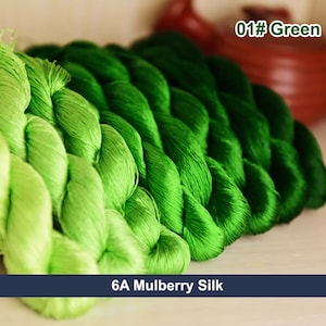 Pure silk thread for embroidery, Green Shades Silk Embroidery Thread, Hand Dyed Embroidery Thread