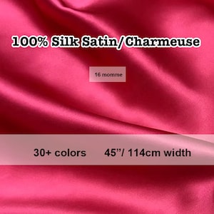 30+ colors -16 Momme Solid Silk Charmeuse Fabric