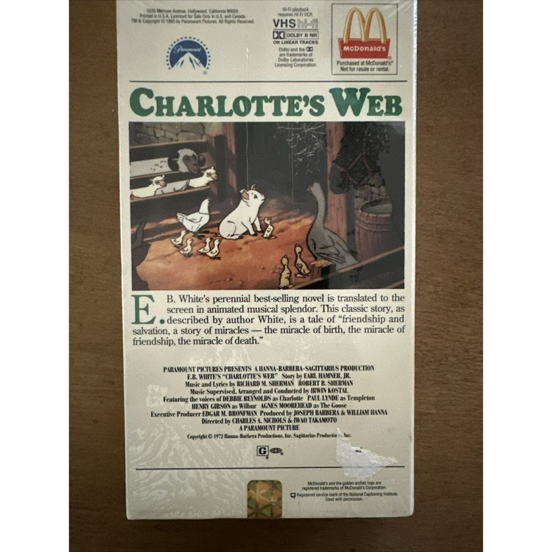 Charlotte’s Web VHS 1993 Sealed Mcdonalds Release - Etsy