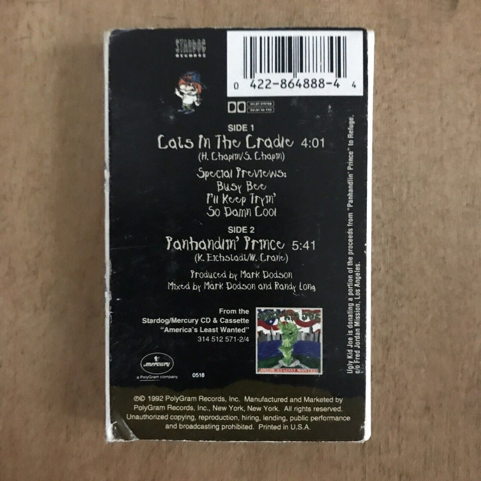Cats in the Cradle by Ugly Kid Joe cassette Single 1992 Polygram Records Inc Etsy