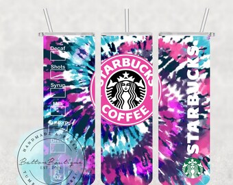 Starbucks Tie-Dye Tumbler | Sublimation Designs | Digital Download | 20oz Skinny Tumbler | PNG tumblers | Tie-dye png