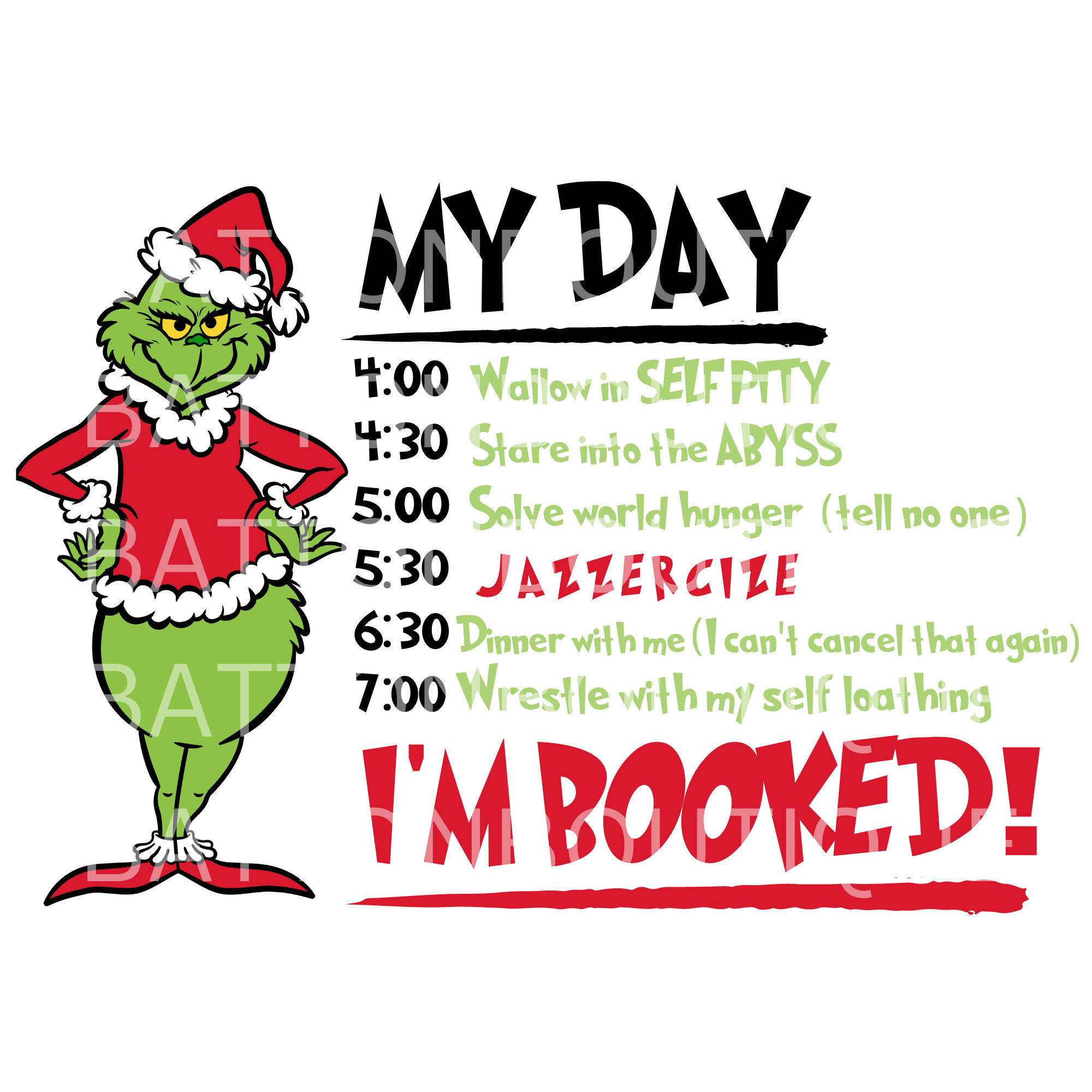 The Grinch Png Grinch Schedule Png PNG Digital Download Etsy