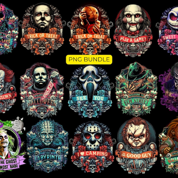 Horror Characters Png | Spooky Bundle Png | Spooky Set Png | Serial Killers Png | Halloween Png | Sublimation | Halloween Bundle