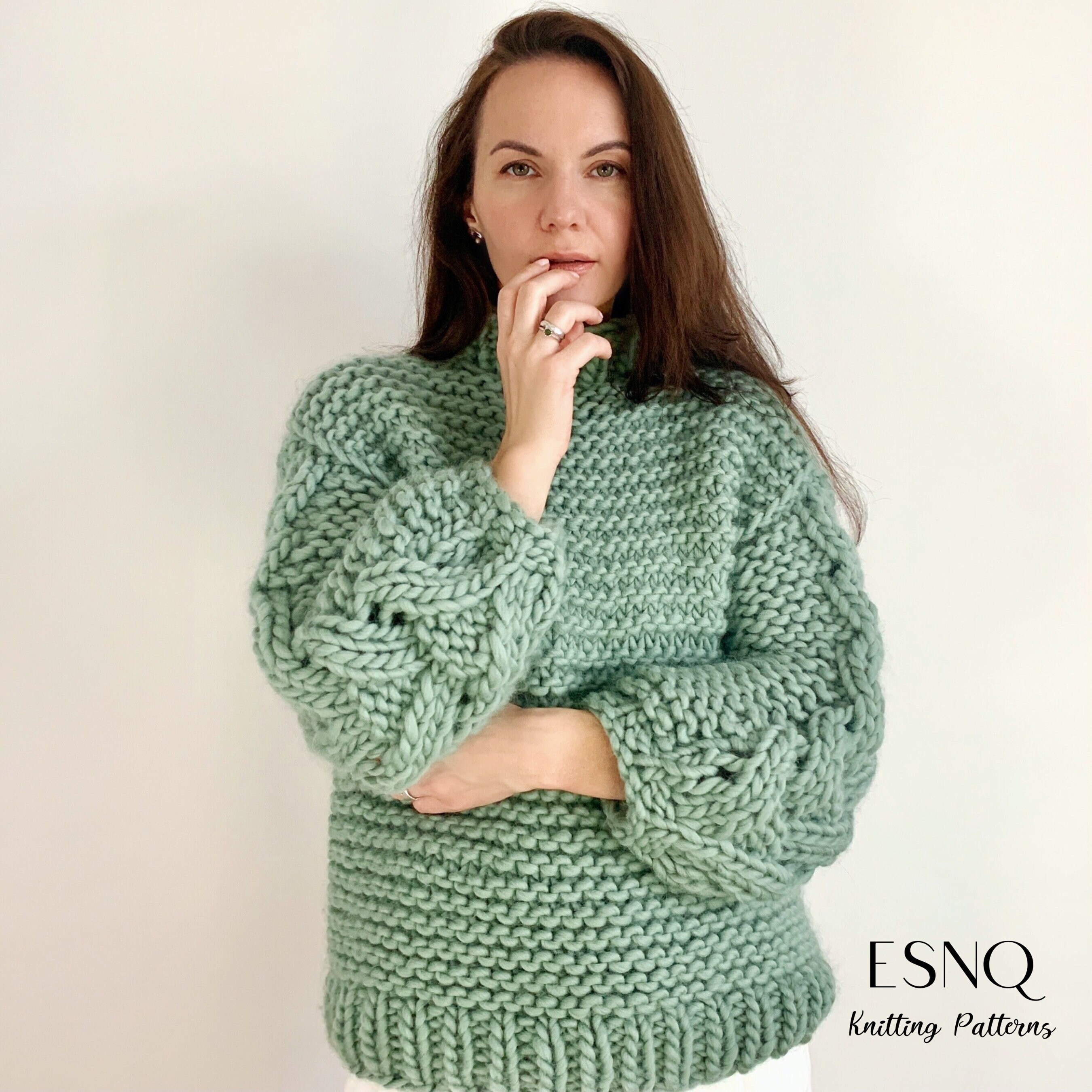 NKNIT ♡pattern pullover sweat サイズ0 Knitting Pattern: Seamless Mock Neck Sweater, Boxy + Cropped