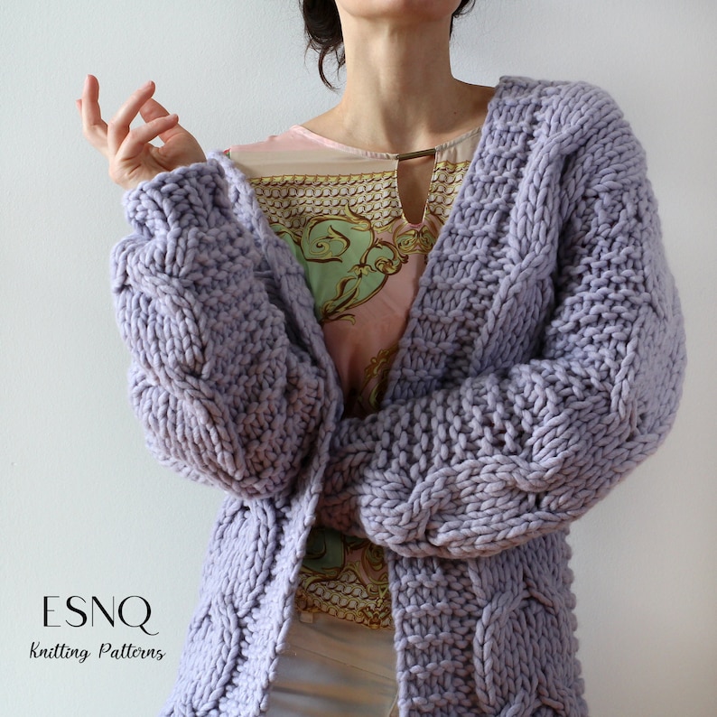 Chunky Cardigan Knitting Pattern by ESNQ Knit Cable Knit Etsy UK