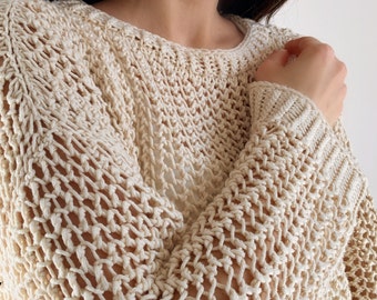 Halcyon Lace Knit Sweater Knitting Pattern: Relaxing Creative Process | Elegant yet simple pullover | PDF with Video (ENG)