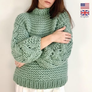 ンニットNKNIT pattern pullover sweat 130size Knitting Pattern Harlow Sweater Top Down Knitting Sweater