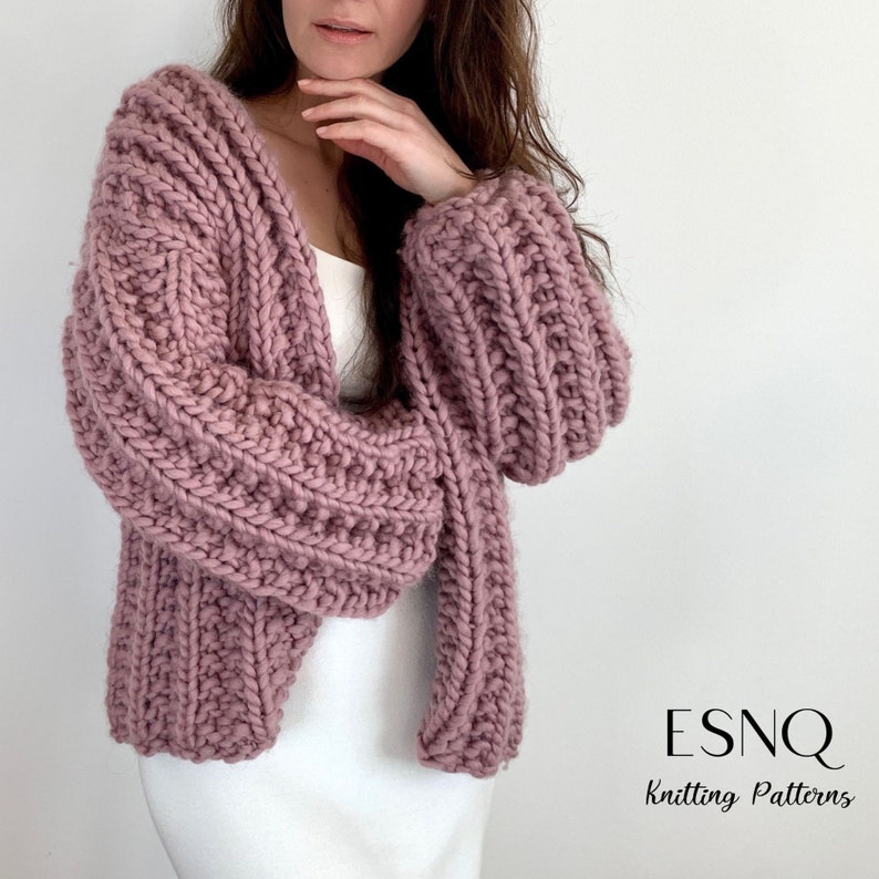 Chunky Cardigan Knitting Pattern | Seeded Rib Cardigan Heather ...