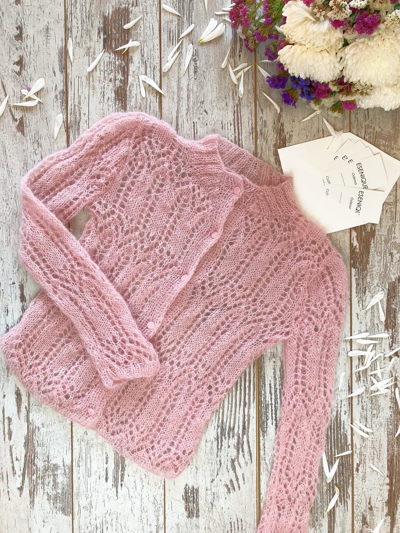 Pink Mohair Cardigan With Buttons in Size LXL Etsy